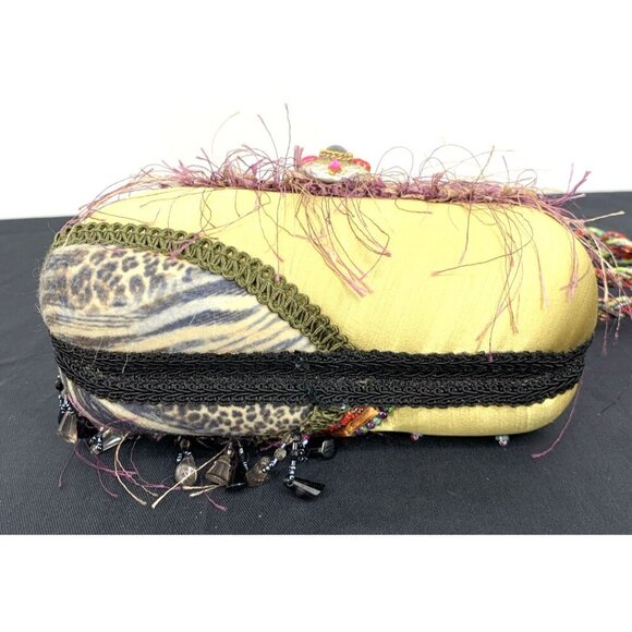 Mary Frances Hardshell Handbag with Beaded Shoulder Strap 8" Vintage - Picture 12 of 12